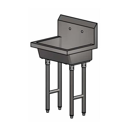 Bk Resources 24"Freestanding Single Station Handwash Sink, 2Holes, 8"O.C.Splash Mount MSHS-24F2
